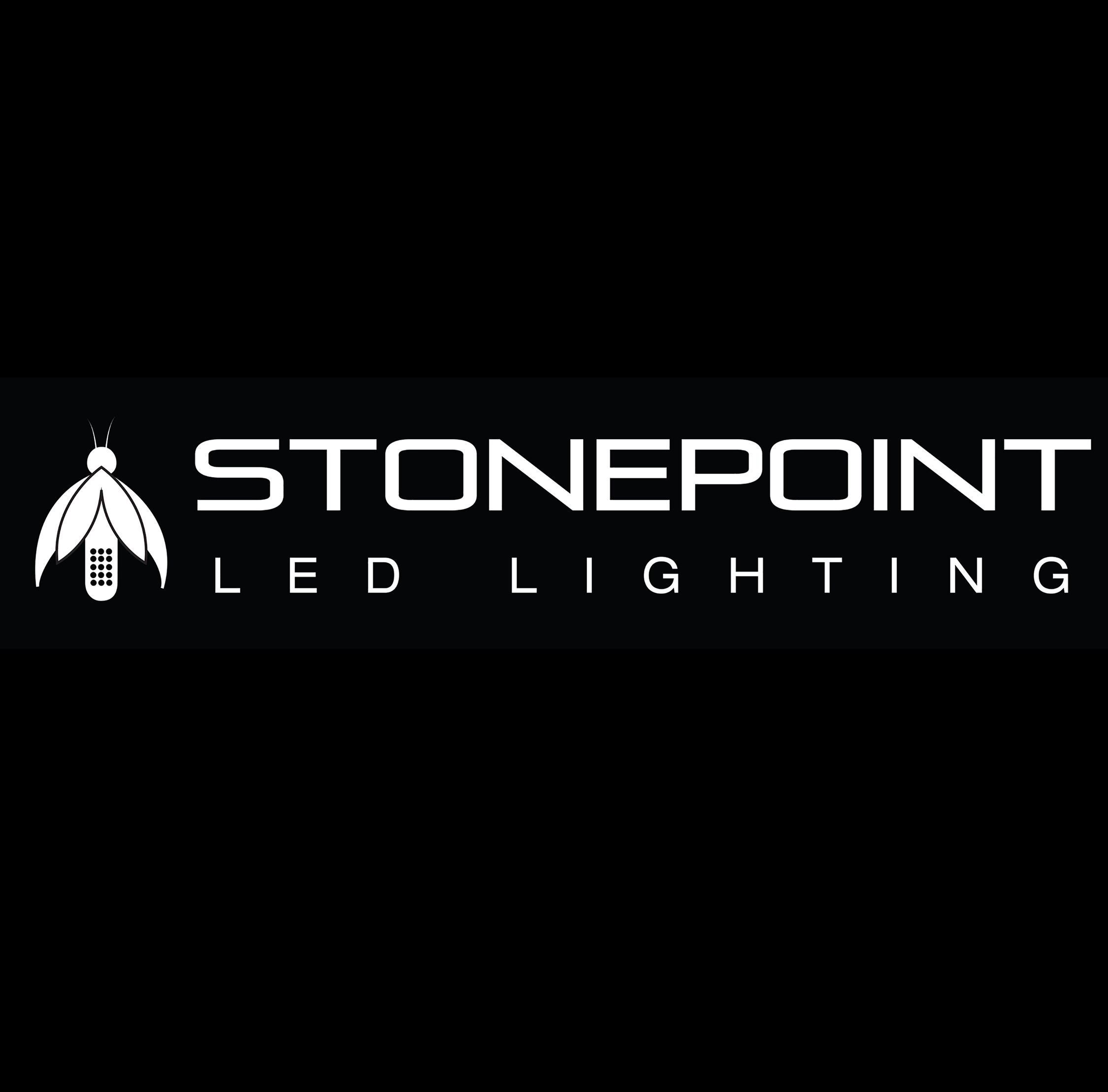 A black and white logo of stonepoint led lighting